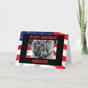 Carte Sergent militaire d'anniversaire Carlin chien