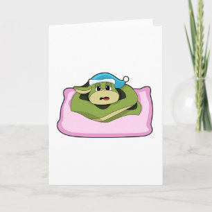 Carte Serpent au lit avec bonnet de nuit