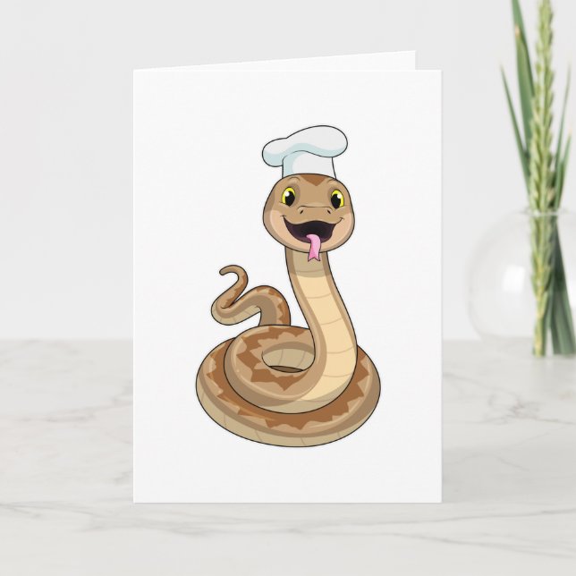 Carte Serpent comme cuisinier avec un chapeau de chef (Devant)