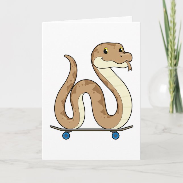 Carte Serpent comme patineur avec skateboard (Devant)