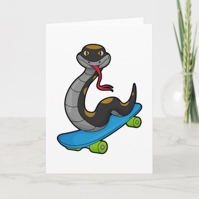 Carte Serpent en patineur avec planche à roulettes (Devant)