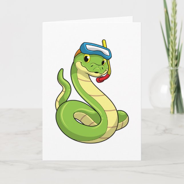 Carte Serpent en plongeur avec tuba (Devant)