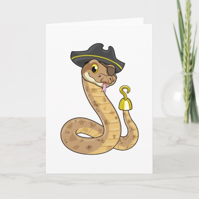 Carte Serpent pirate avec main crochet et cache-œil (Devant)