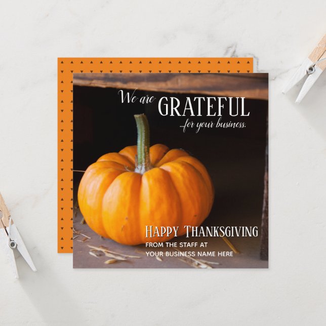 Carte Service Clients personnalisé Thanksgiving (Devant/Arrière en situation)