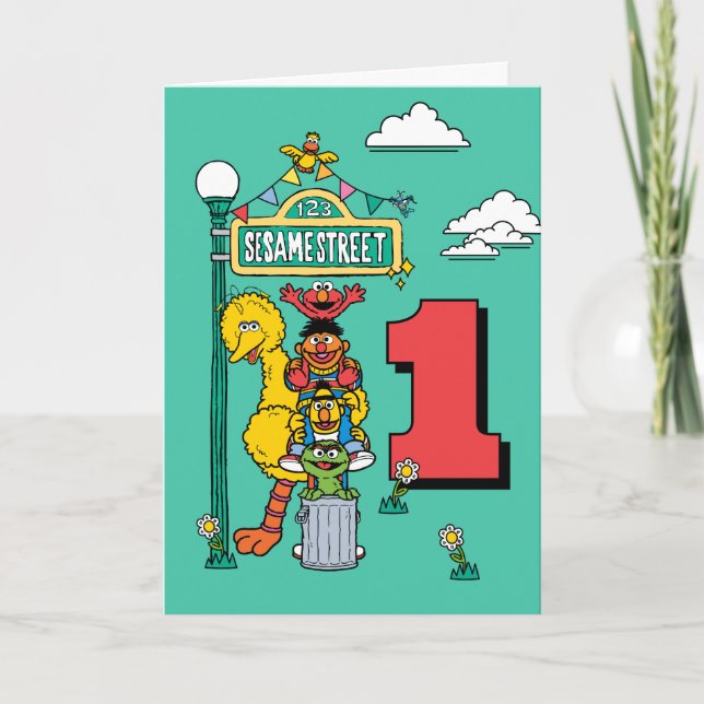 Carte Sesame Street Characters Birthday Card (Devant)