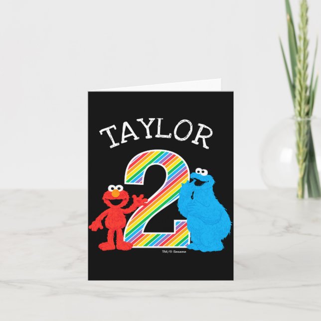 Carte Sesame Street Pals Chalkboard Rainbow 2nd Birthday (Devant)