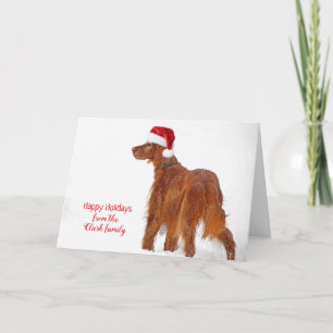 Carte Setter irlandais de Noël en flocons de neige