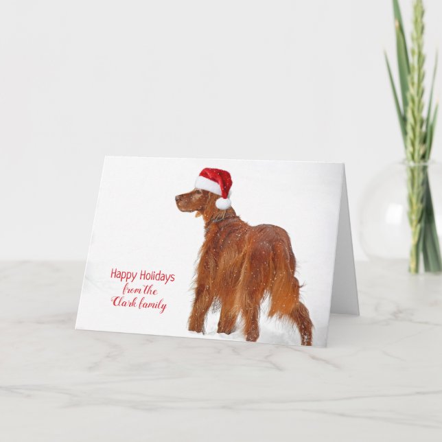 Carte Setter irlandais de Noël en flocons de neige (Devant)