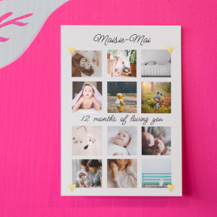Carte Sexe neutre 1er anniversaire photo Collage