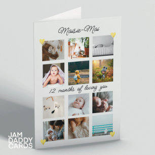 Carte Sexe neutre 1er anniversaire photo Collage