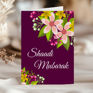 Carte Shaadi Mubarak Floral Élégant et Vibrant