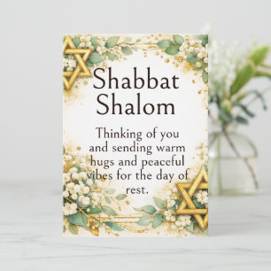 Carte Shabbat Shalom, Souhait d'or Eucalyptus Baby's Bre