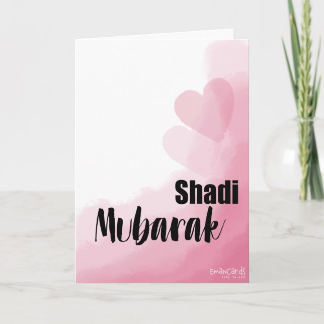 Carte Shadi Mubarak - Pink Hearts (Devant)