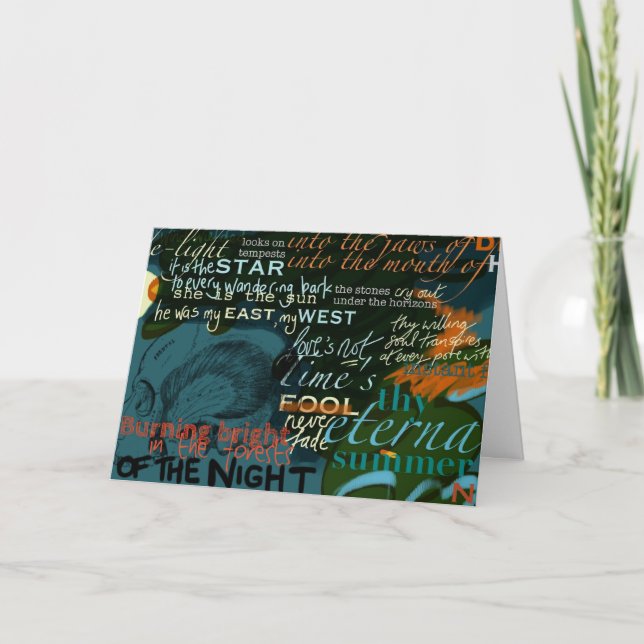 Carte Shakespeare cite l'obscurité de poésie d'amour (Devant)