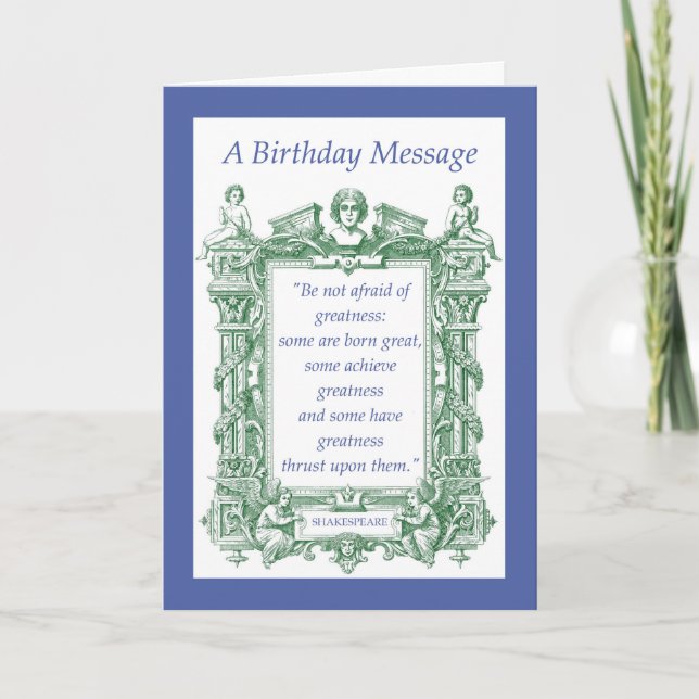 Carte Shakespeare Grand Anniversaire Orné Français Frame (Devant)