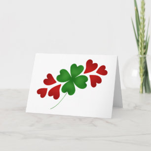Carte Shamrock aux coeurs