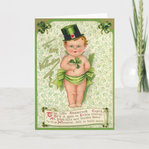 Carte Shamrock Cupid Cherub St Patrick's Day Heart