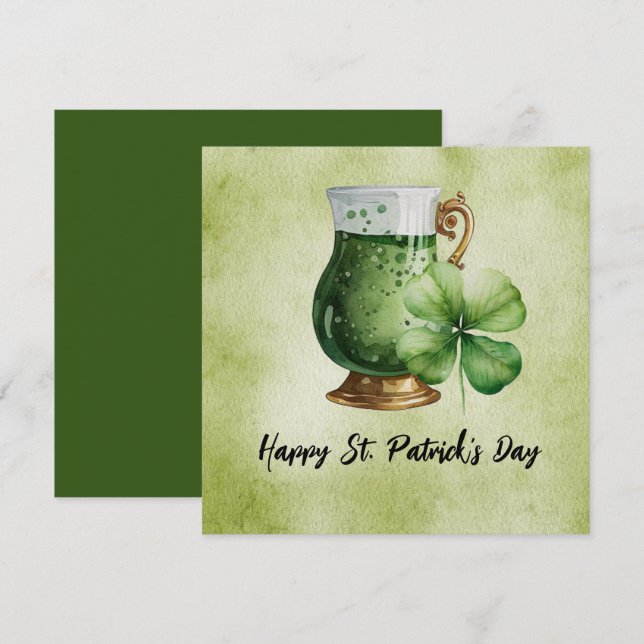 Carte Shamrock de la Saint-Patrick Vestiges et bière (Devant / Derrière)
