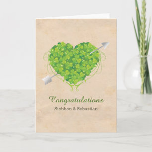 Carte Shamrock Mariage irlandais Heart