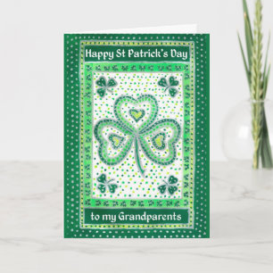 Carte shamrock St Patrick's Day pour grands-parent