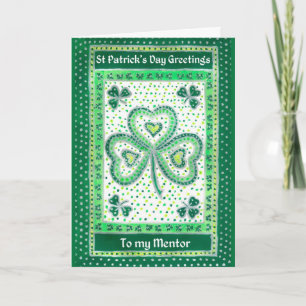 Carte shamrock St Patrick's Day pour un mentor