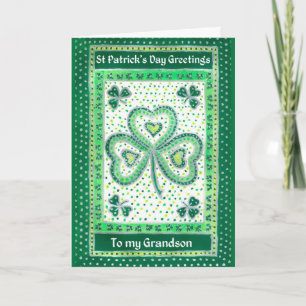 Carte shamrock St Patrick's Day pour un petit-fils