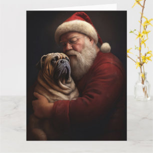 Carte Shar Pei avec Noël Festif du Père Noël