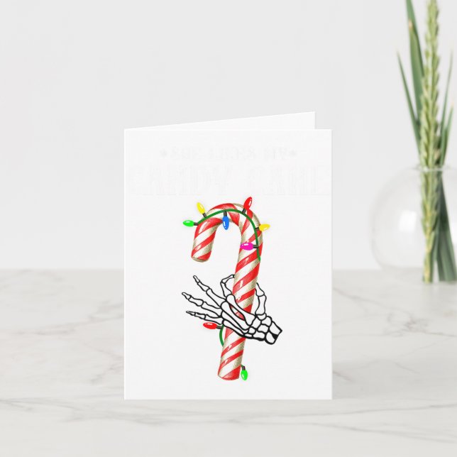 Carte She Likes My Candy Cane Skeleton Couples Christmas (Devant)