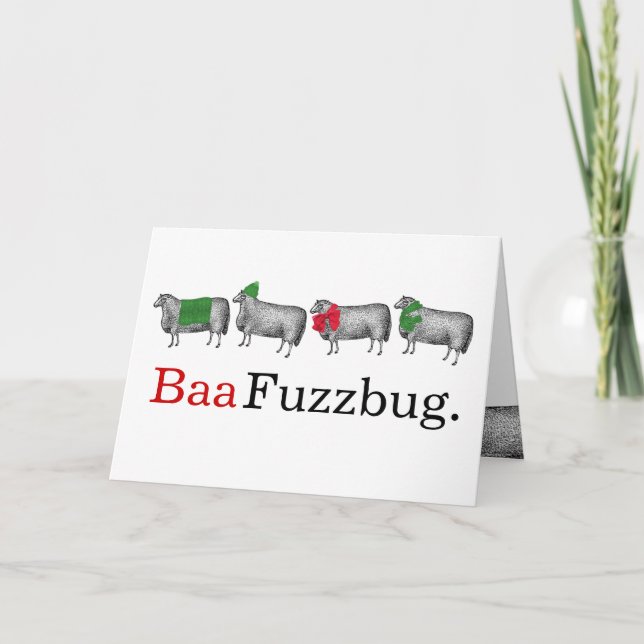 Carte Sheep baa humbug tricot crochet Noël (Devant)
