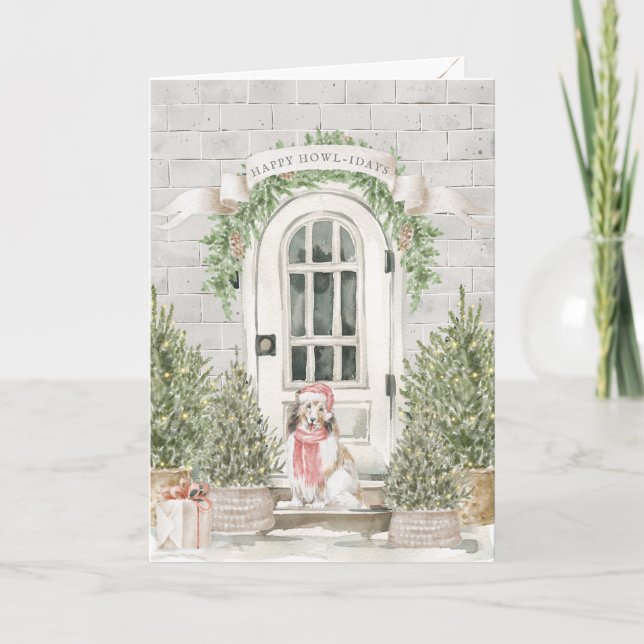 Carte Sheltie Porte avant Noël (Devant)