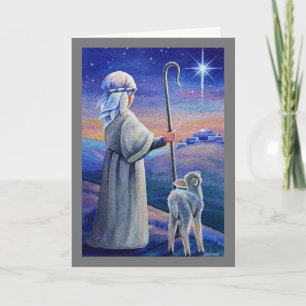 Carte Shepherd Boy Lamb & Star Watercolor Art