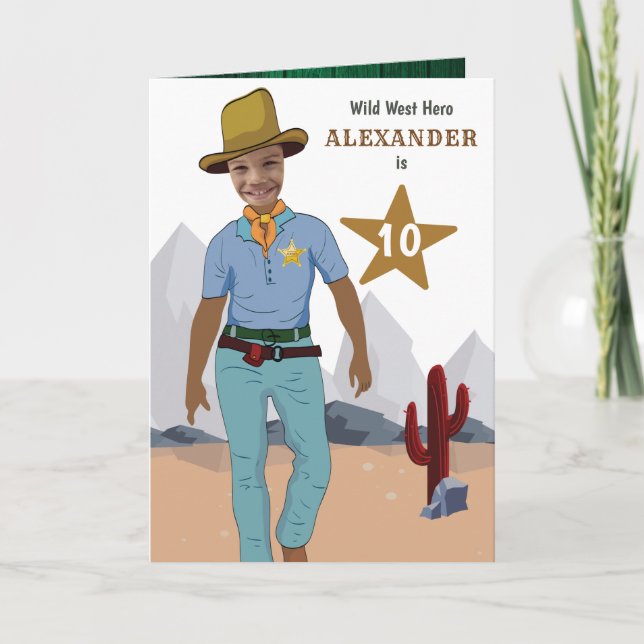 Carte Sheriff Kids Cowboy Special Original AJOUTER Photo (Devant)