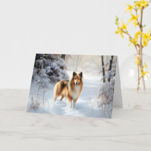 Carte Shetland Sheepdog Laisser neiger Noël