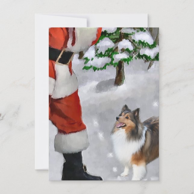 Carte Shetland Sheepdog Rencontrez Père Noël Christmas C (Devant)