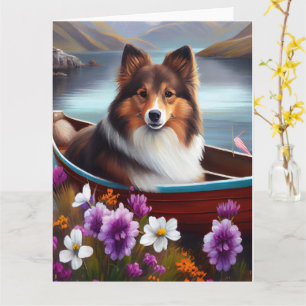 Carte Shetland Sheepdog sur une pagaie : une aventure Pi