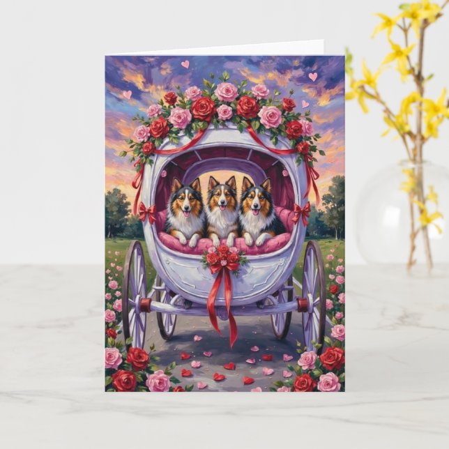 Carte Shetland Sheepdog Valentine's Day  (Fleur jaune)