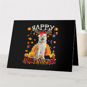 Carte Shiba Chien Hallothanksmas Halloween Thanksgiv
