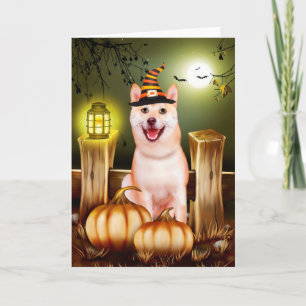 Carte Shiba Inu avec le Casquette sorcier Halloween