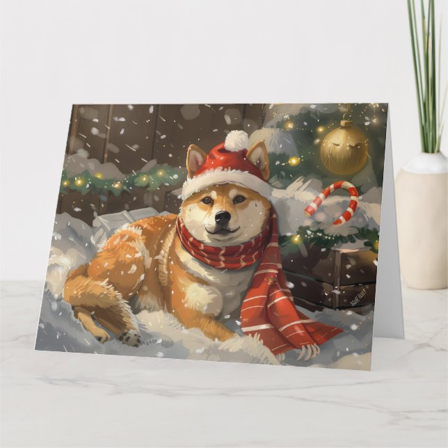 Carte Shiba Inu Chien Festive de Noël (Devant)