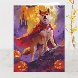 Carte Shiba Inu Vampire Citrouilles Halloween Épouvantab