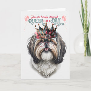Carte Shih Tzu Dog Queen pour une journée d'anniversaire