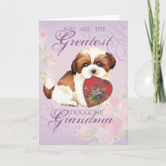 Carte Shih Tzu Grand-mère du coeur (Devant)