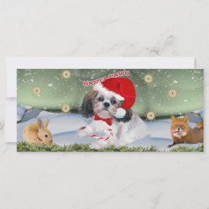 Carte Shih Tzu Père Noël Paws cadeaux