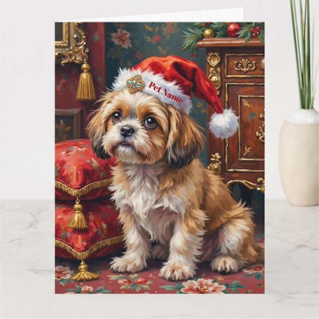 Carte Shih Tzu Regal Christmas Topknot Hat (Devant)