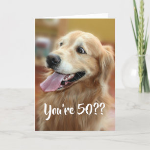 Carte Shocked Golden Retriever Dog 50e anniversaire