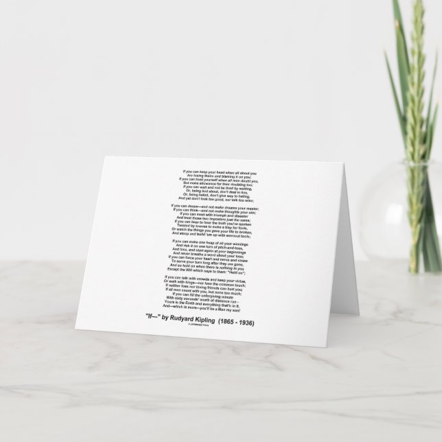 Carte Si Poème De Rudyard Kipling (Poème Inspirationnel) (Devant)