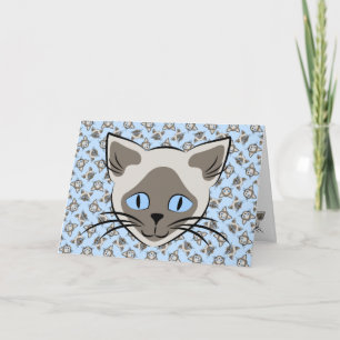 Carte Siamese Blue Eyed Chat fait face à l'art graphique