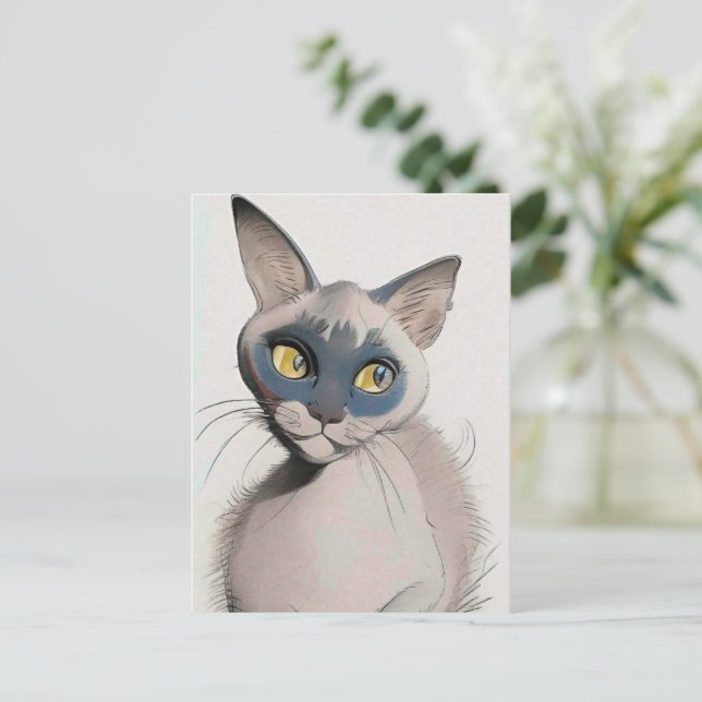 Carte Siamese Cat Art (Debout devant)