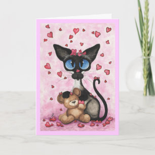 Carte Siamese Cat Valentine's Day Card
