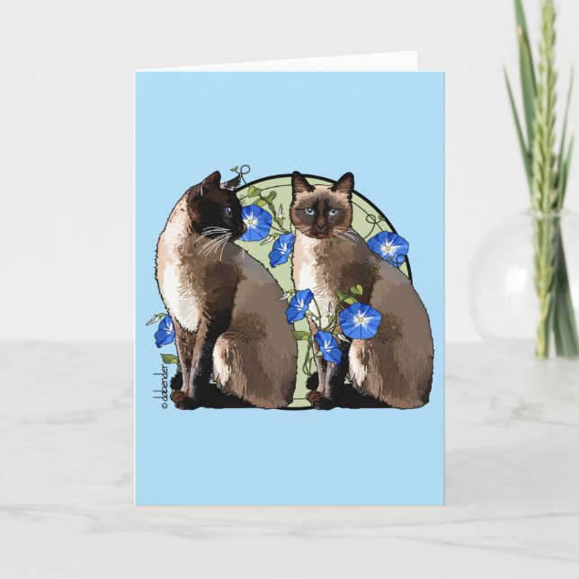 Carte Siamese Cats : Morning Glories (Devant)